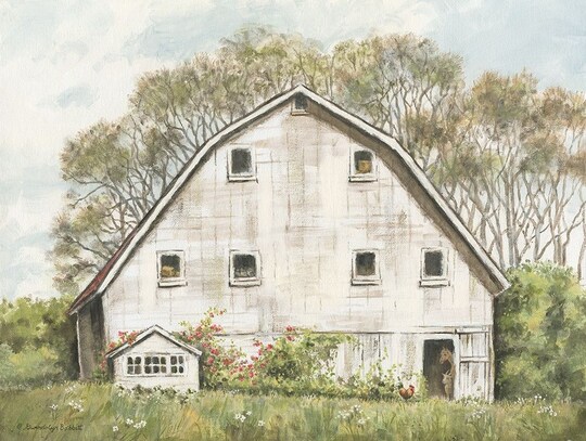 White Barn and Roses Poster Print by Gwendolyn Babbitt - Item # VARPDXBAB476